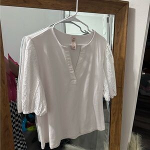 BNWOT Anthropologie Dolan Eyelet Puff Sleeve Vneck Top